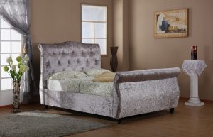 MAYFAIR SILVER CRUSHED VELVET OTTOMAN 1