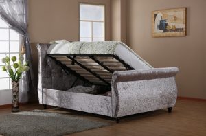 MAYFAIR SILVER CRUSHED VELVET OTTOMAN 2